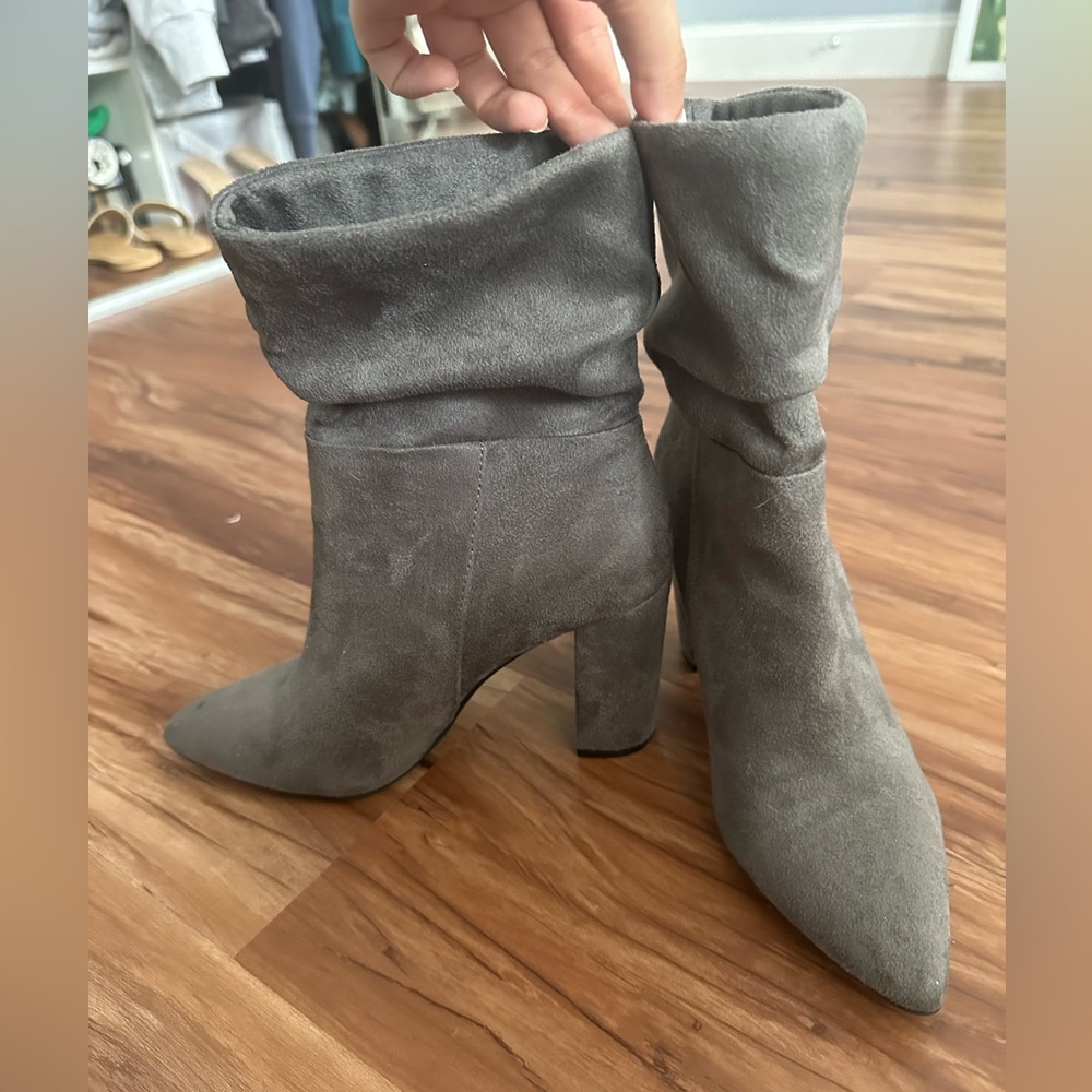 Gray suede heel booties size 6.5 W